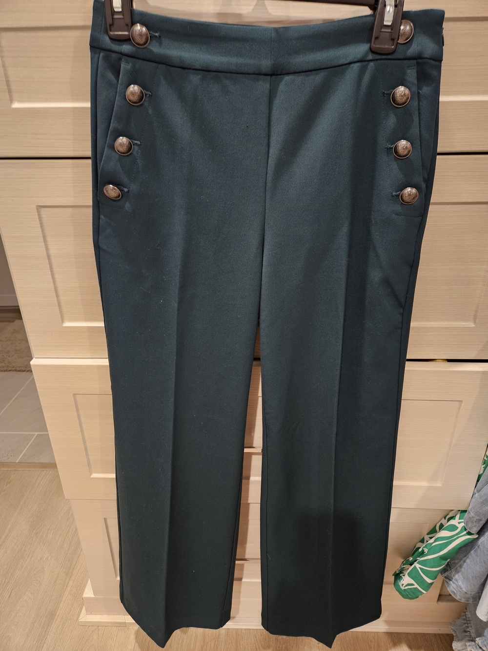 LOFT Teal Dress Pants with Decorative Metal Buttons